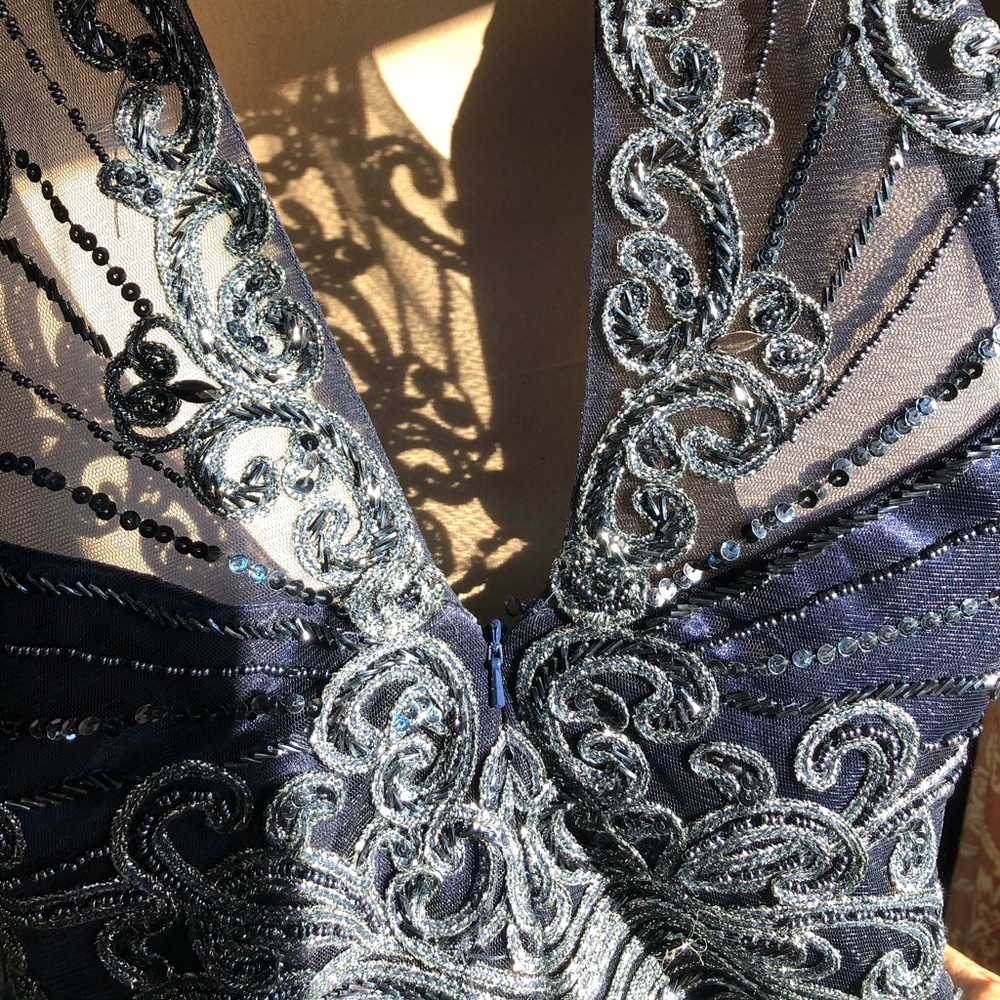 Feriani Couture navy beaded halter gown - Picture 7 of 12
